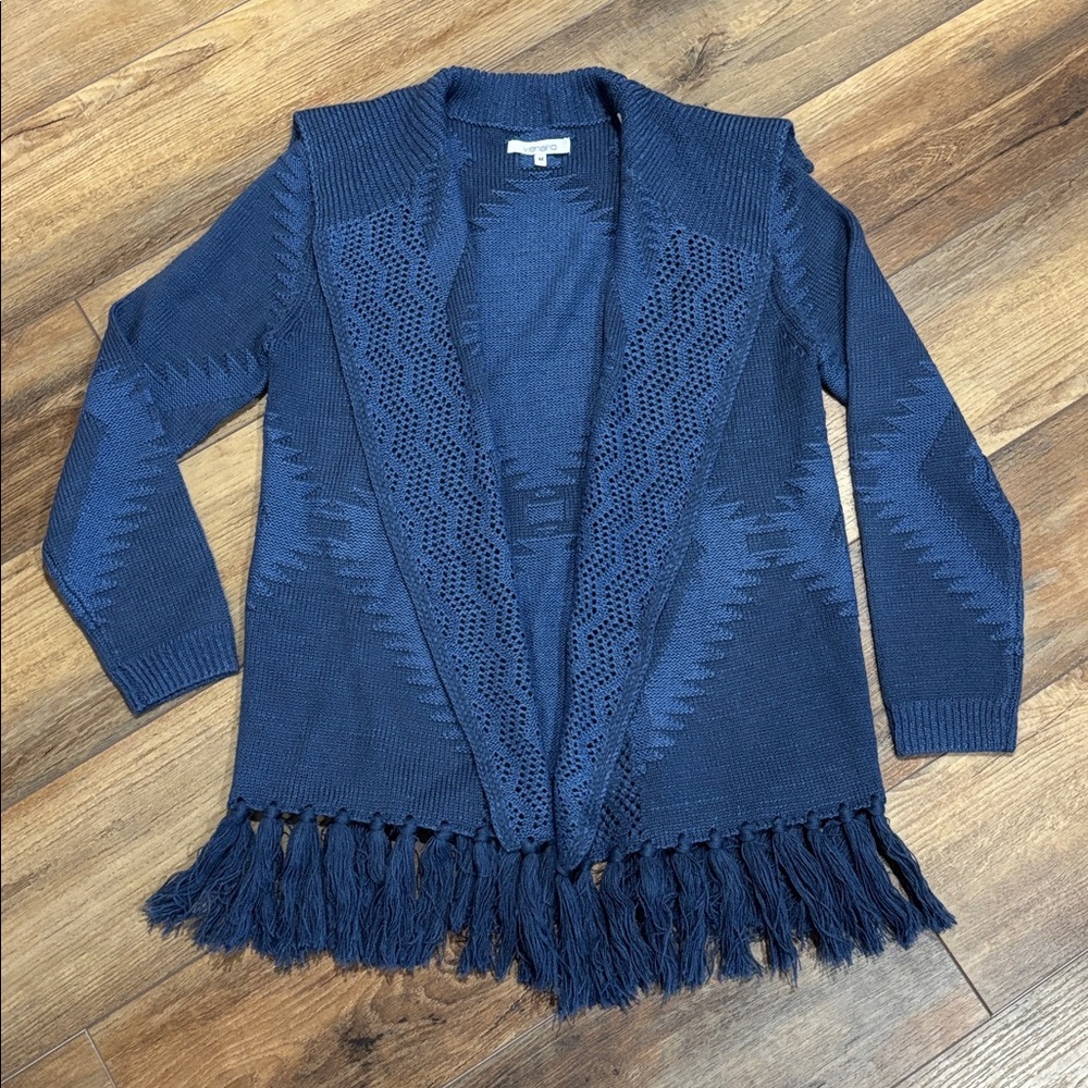 Venario Navajo/Southwestern Cardigan with Fringe- size M - Picture 3 of 10